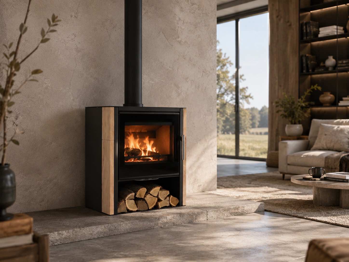 Steel & Fire Dublin woodstone kivitel otthonos nappaliban